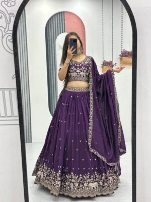 Vichitra silk festive lehenga choli (fully stiched)