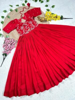 Vichitra silk Dress with Maggam work