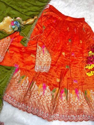 Viscose Tissue Silk With Parrot Meena Weaving