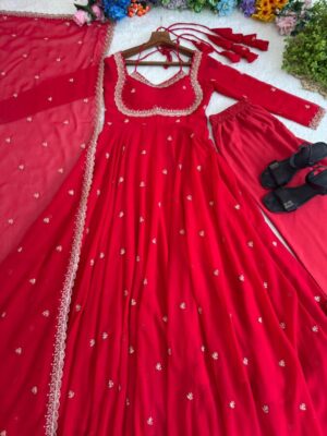 Wear Look Fox Gerorrget Gown With Dupatta , pant , 3MM Rembo sequence with Zari