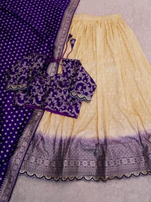 Beautiful fully stitched designer lehenga choli with embroidered border lace on daaman and border on duppatta which is perfect for your festive season