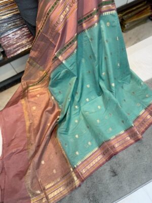 Banarasi dyable dupion weaving saree with contrast blouse and pallu
