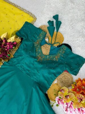 Beautiful Maggam work gown with sequins with Embroidery Duppata