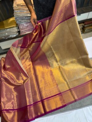Latest Kanchipuram style soft tissue fabric saree