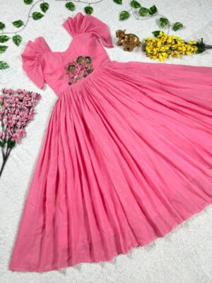 mul mul cotton maggam work frock