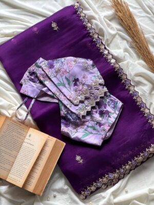 Premium tissue silk saree with coding work & multi colour sequence on all over the saree