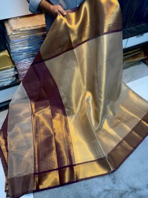 Latest kanchipuram style soft tissue fabric saree