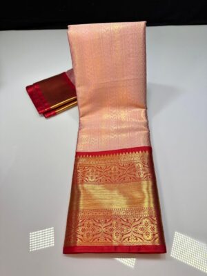 semi-kanchi brocade saree having contrast weaving kanchi border
