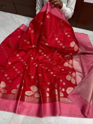 Banarasi dyeable dupion soft silk fabric saree