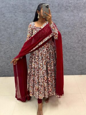 Anarkali crafted from pure cotton kalamkari block print