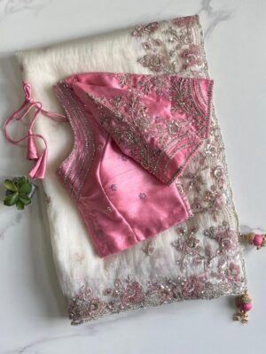 Premium Tissue silk saree with coding sequence motis on all over the saree