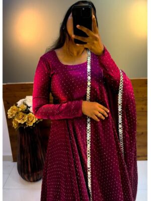 Space silk with diamond work Gown