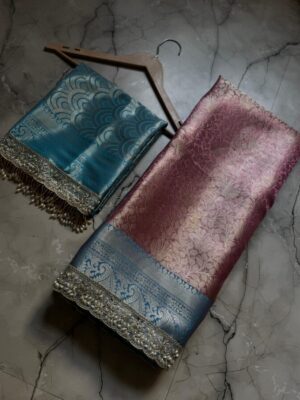 Banarasi Tissu lace work saree