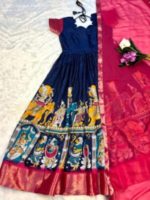 HEAVY SOFT DOLA SILK GOWN WITH JEQUARD BORDER ALONG WITH FULL INNER