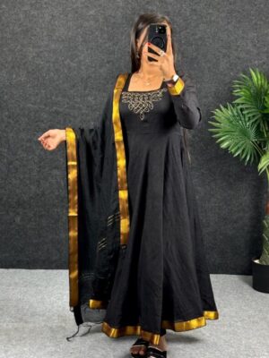 Kadhalar dhinam roja outfit recreation black hand work maxi with duppata