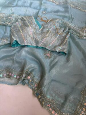 New  gold crush   saree with new round siquance concept and colorfull siquance beautiful embroidery work and designer round siquance embroidery work blouse