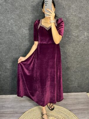 Launching our Hit Collection,  Premium 9000 Velvet Fabric with Designer Hand work Gown- A Beautiful Blend Of elegance and Floral Charm For This Wedding and festival