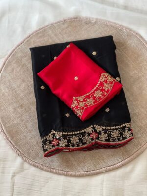 Heavy Rangoli silk (soft) material with fancy Embroidery  work