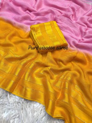 Pure viscose Georgette with strip pattern with shaded color concept
