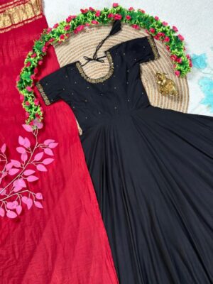 Black Anarkali with Dupatta