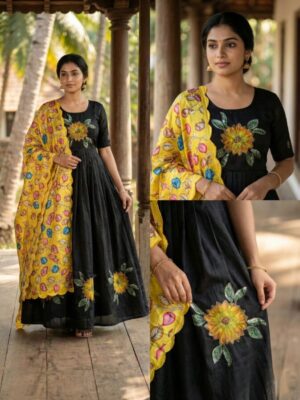 Launching South super hit orignal brush print Gown