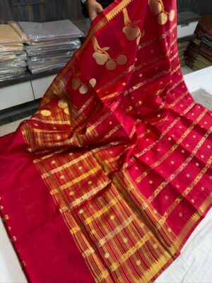 Bnarasi green Rao mango  soft silk fabric saree - Red