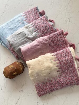 Primium Pure Fendi Space Silk With Multy Colors Knot work With Heavy Tussles