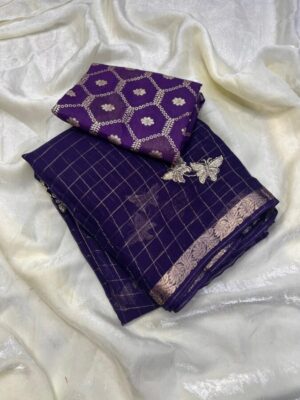 Pure viscose Georgette saree with butterfly Beatswork with same tone viscose jacquard Blouse