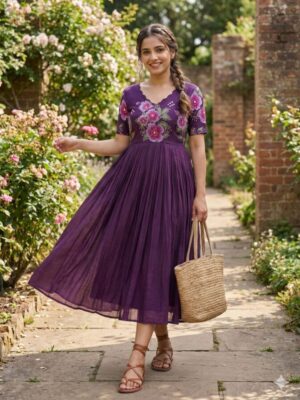 Launching Our Latest Beautiful Stylist Mul Mul Cotton Gown with Beautiful Maggam Work – Where Elegance Meets Comfort!