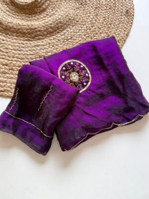 MAGIC Soft Frendy SILK SAREE WITH DESIGNER KHATLI HANDWORK Butta With Designer arco With cut butta