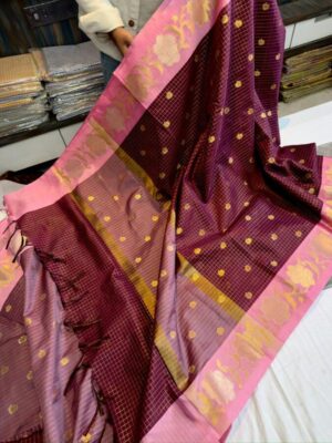 Banarasi soft silk fabric With resham zari weaving chck