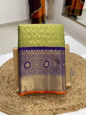 Bringing you all the super soft semi-kanchi brocade saree in new pipin concept having contrast weaving kanchi border