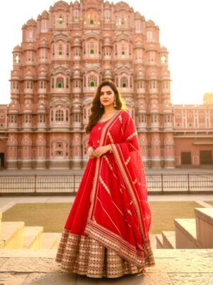 Presenting By New Party Wear Look Fox Chinon Silk  Gown With Dupatta , pant , 9MM Mate sequence with Zari