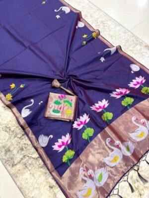KHADI ROW SILK AND MINAKARI WIWING BODER N RICH ZARI WEAVING  BEAUTIFUL PALLU