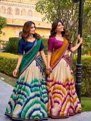 A Tasar Silk masterpiece dipped in artistic tie-dye prints, crafted for moments that deserve something truly unique