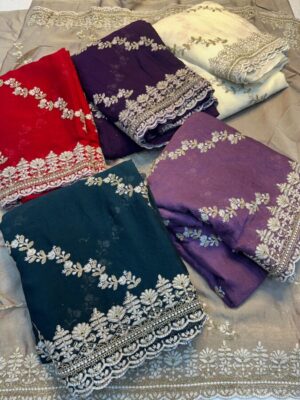 Fabric :- Crush Silk Fabric Saree With Fancy Coding & Sequince Embroderiy Work & Fancy Blouse