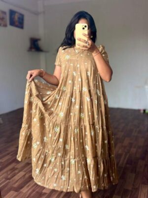 Premium mul chanderi frock