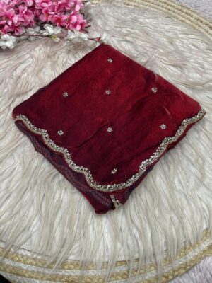 Fabric : Fandy sattin  With Beautiful Khatli Cut Dana Handwork Along With Hand Diamond Work